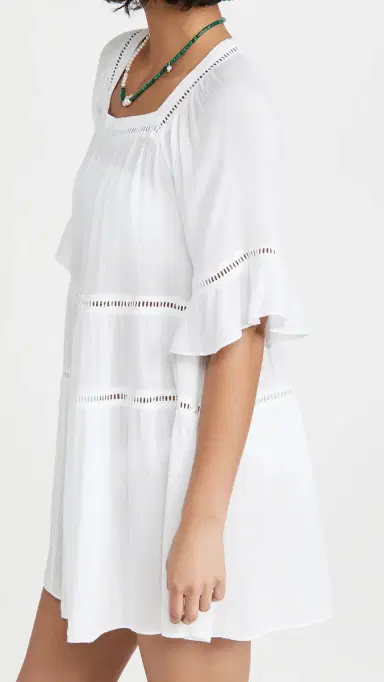 Playa Lucila Drop Waist Mini Coverup Dress White L | Thumbnail 4