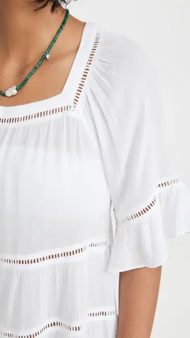 Playa Lucila Drop Waist Mini Coverup Dress White L | Thumbnail 6