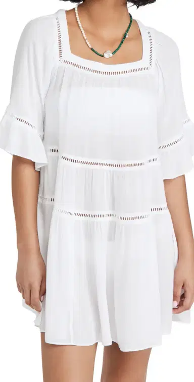 Playa Lucila Drop Waist Mini Coverup Dress White L | Thumbnail 1