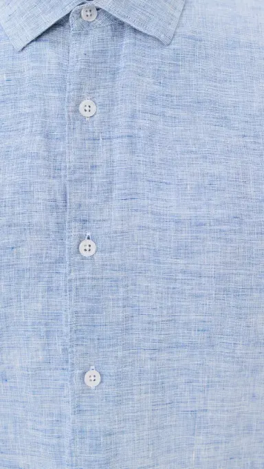 Orlebar Brown Giles Linen Button Down Shirt Navy/White | Thumbnail 6