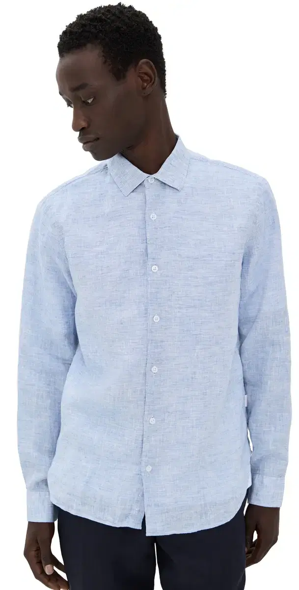 Orlebar Brown Giles Linen Button Down hirt Navy/White