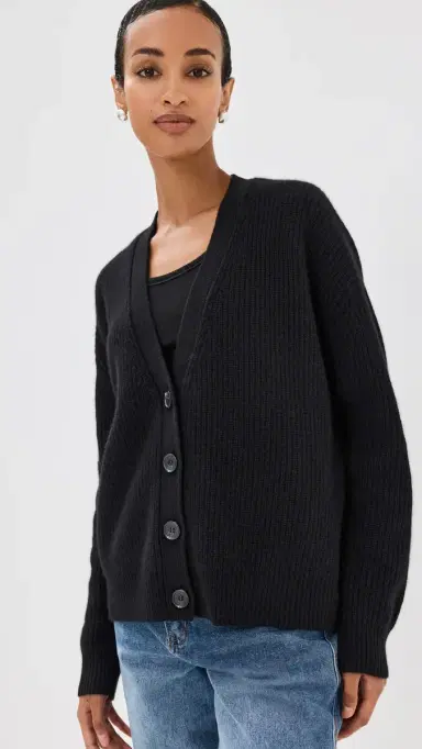 Jenni Kayne Cropped Cashmere Cocoon Cardigan Black | Thumbnail 2