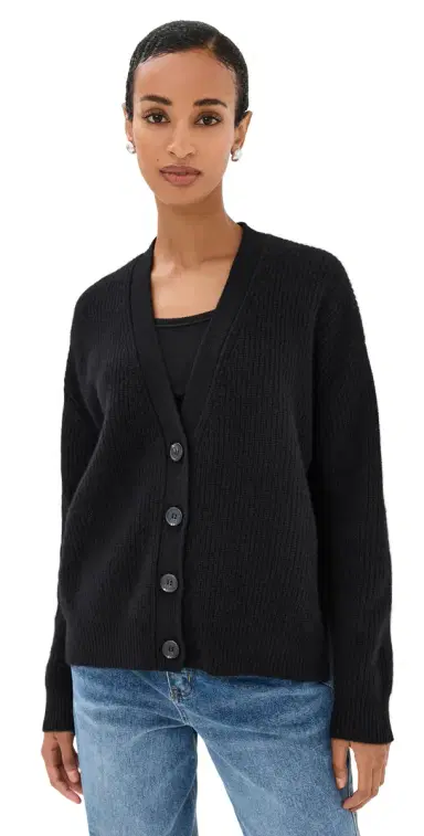 Jenni Kayne Cropped Cashmere Cocoon Cardigan Black | Thumbnail 1