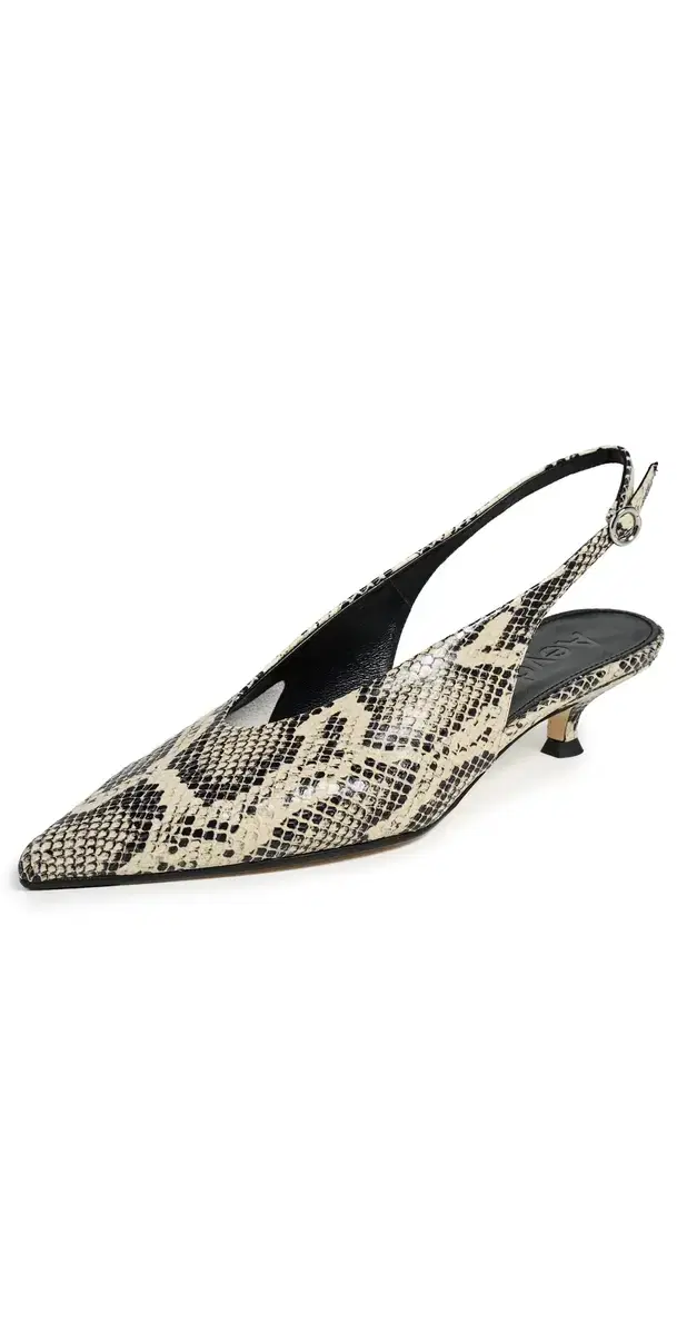 Camila Snake Print Calf Leather Creamy Heels Creamy