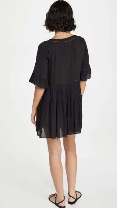 Playa Lucila Drop Waist Mini Coverup Dress Black XL | Thumbnail 3 Playa Lucila Drop Waist Mini Coverup Dress Black XL | Thumbnail 3