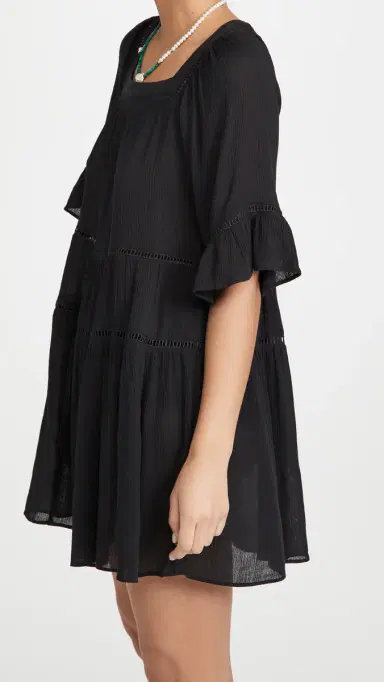Playa Lucila Drop Waist Mini Coverup Dress Black XL | Thumbnail 4 Playa Lucila Drop Waist Mini Coverup Dress Black XL | Thumbnail 4