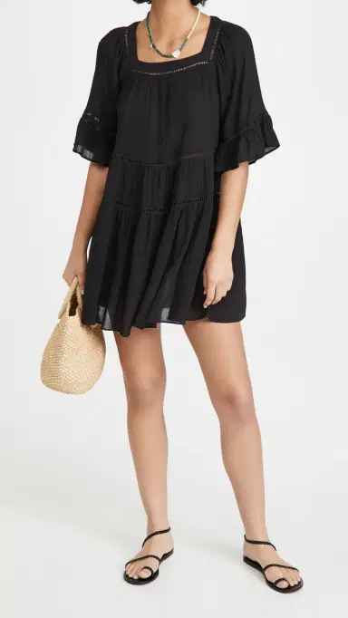 Playa Lucila Drop Waist Mini Coverup Dress Black XL | Thumbnail 5 Playa Lucila Drop Waist Mini Coverup Dress Black XL | Thumbnail 5
