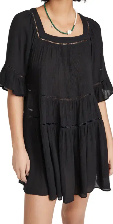 Playa Lucila Drop Waist Mini Coverup Dress Black XL | Thumbnail 1 Playa Lucila Drop Waist Mini Coverup Dress Black XL | Thumbnail 1