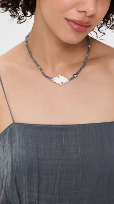 Chan Luu Carved Bone Fish Labradorite Beaded Necklace Labradorite One Size | Thumbnail 3