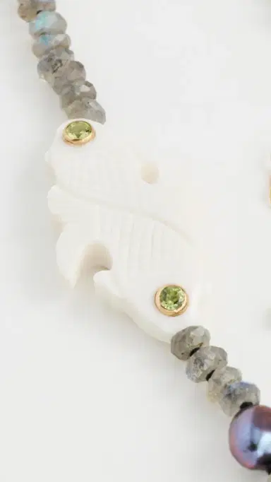 Chan Luu Carved Bone Fish Labradorite Beaded Necklace Labradorite One Size | Thumbnail 4