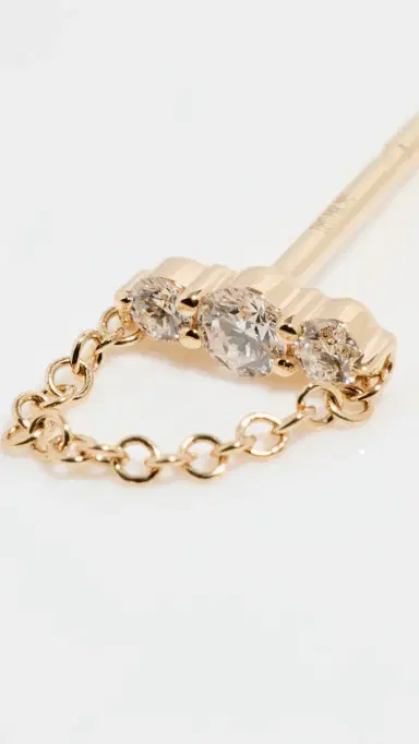 EF COLLECTION 14k Gold Graduated Diamond Bar Chain Stud Earrings | Thumbnail 5