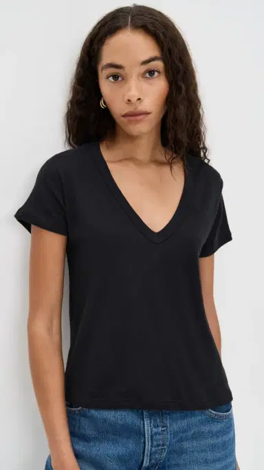 LESET Laura V Neck Tee Black M | Thumbnail 2