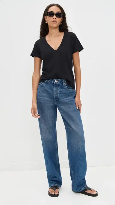 LESET Laura V Neck Tee Black M | Thumbnail 5