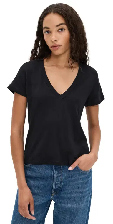 LESET Laura V Neck Tee Black M | Thumbnail 1
