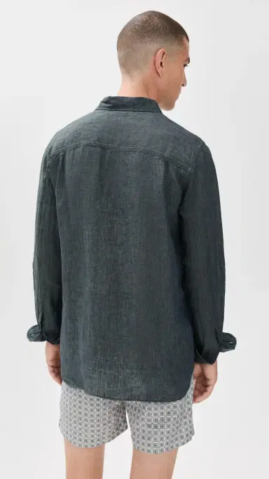 Orlebar Brown Justin Lino Stitched Button Down | Thumbnail 3 Orlebar Brown Justin Lino Stitched Button Down | Thumbnail 3