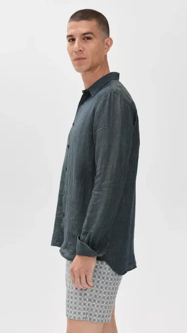 Orlebar Brown Justin Lino Stitched Button Down | Thumbnail 4 Orlebar Brown Justin Lino Stitched Button Down | Thumbnail 4