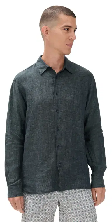 Orlebar Brown Justin Lino Stitched Button Down | Thumbnail 1 Orlebar Brown Justin Lino Stitched Button Down | Thumbnail 1