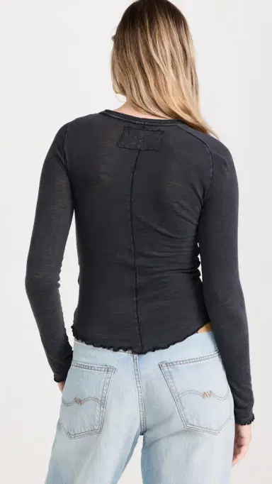Free People Be My Baby Long Sleeve Tee Black | Thumbnail 3