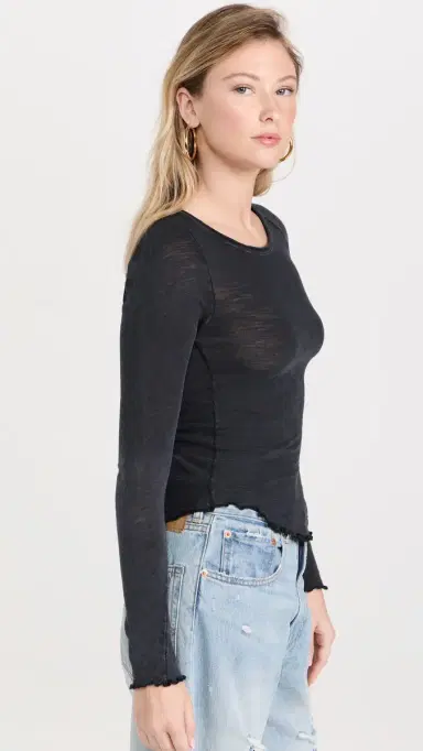 Free People Be My Baby Long Sleeve Tee Black | Thumbnail 4