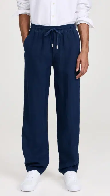 Vilebrequin Pacha Drawstring Linen Pants Bleu Marine | Thumbnail 2