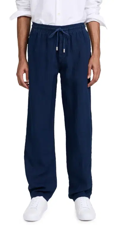 Vilebrequin Pacha Drawstring Linen Pants Bleu Marine | Thumbnail 1