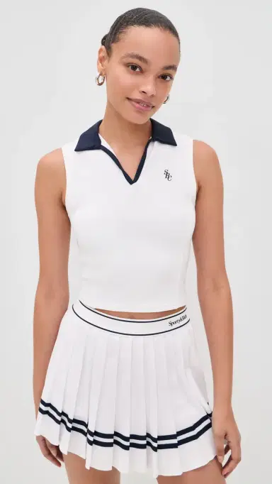 Sporty & Rich SRC Sports Polo Vest White/Dark Navy | Thumbnail 2 Sporty & Rich SRC Sports Polo Vest White/Dark Navy | Thumbnail 2