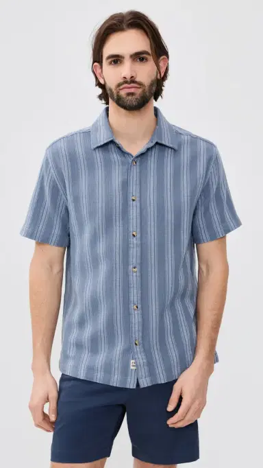 Fair Harbor Oasis Textured Shirt Maritime tripe | Thumbnail 2