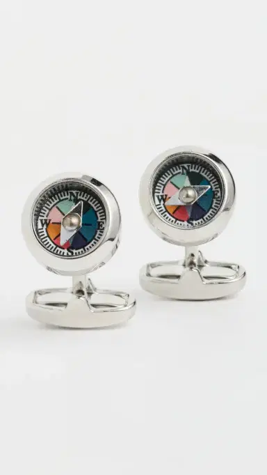 Paul Smith Men Compass Cufflinks Cyclist Stripe One Size | Thumbnail 2