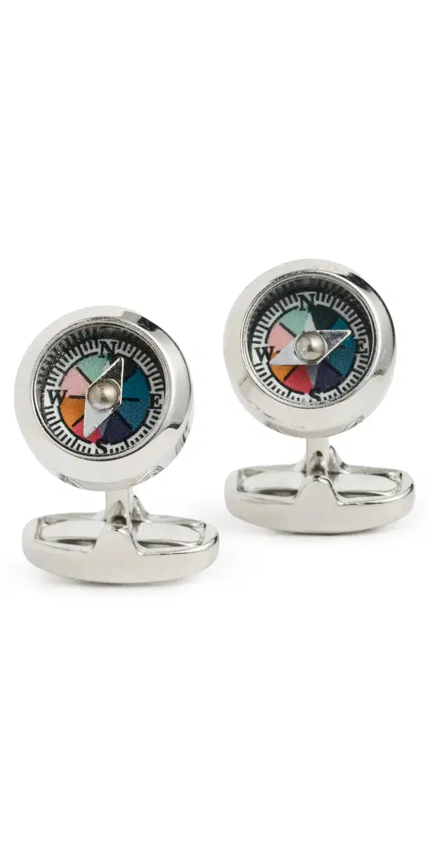 Men Compass Cufflinks Cyclist Stripe One Size