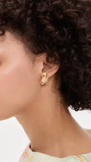 Brinker + Eliza Two Waves Earrings Pink Grapefruit One Size | Thumbnail 3