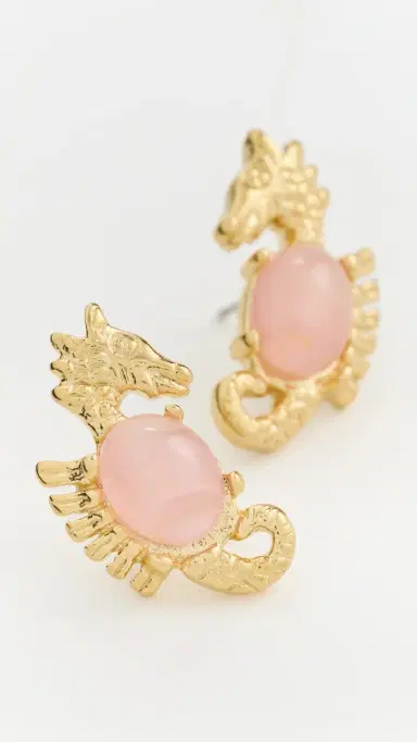 Brinker + Eliza Two Waves Earrings Pink Grapefruit One Size | Thumbnail 4