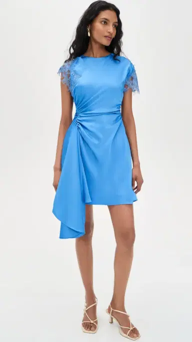 AMUR Zina Ruched Mini Dress Cerulean Mist | Thumbnail 2