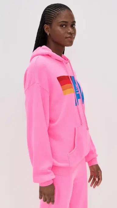 Aviator Nation Relaxed Logo Pullover Hoodie Neon Pink S | Thumbnail 4