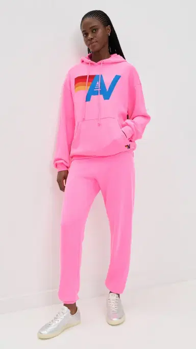 Aviator Nation Relaxed Logo Pullover Hoodie Neon Pink S | Thumbnail 5