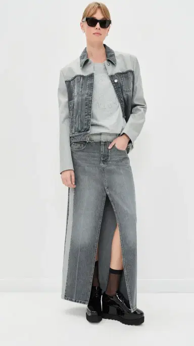 Stella McCartney Tailoring Mixed Skirt Grey Wash | Thumbnail 2