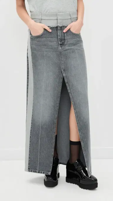 Stella McCartney Tailoring Mixed Skirt Grey Wash | Thumbnail 3