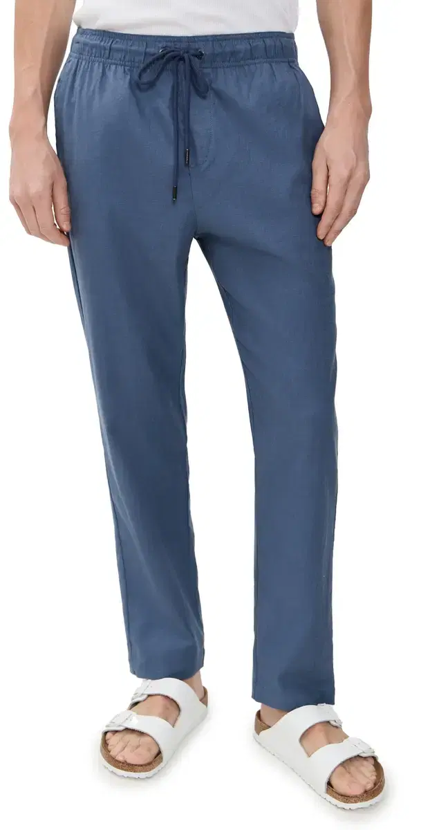 tretch Linen Pull-On Pants Vintage Indigo