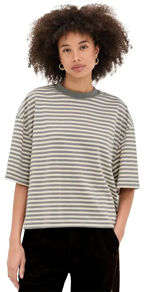 Bloom Short Sleeve Tee Ash Stripe