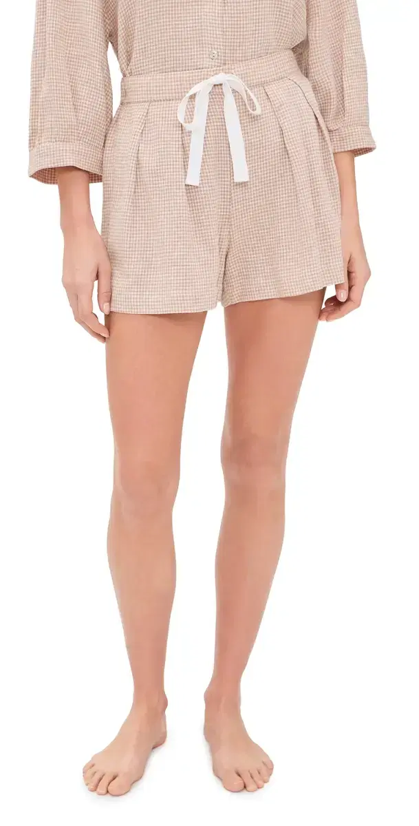 Eberjey Linen Blend Relaxed horts Gingham White