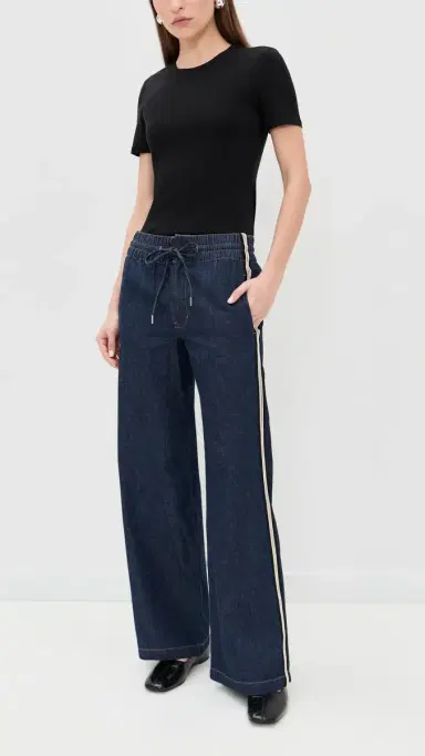 Veronica Beard Jean Taylor High Rise Wide Leg Jeans Indigo Rinse | Thumbnail 5
