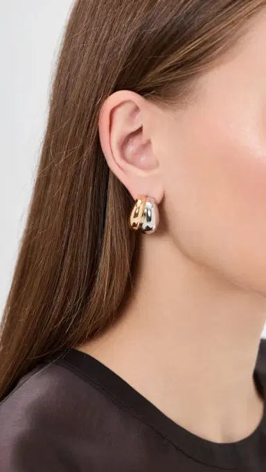 Jennifer Fisher Chavez Micro Huggie Hoop Earrings Two-Tone One Size | Thumbnail 3 Jennifer Fisher Chavez Micro Huggie Hoop Earrings Two-Tone One Size | Thumbnail 3