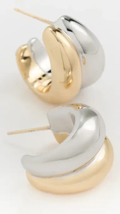 Jennifer Fisher Chavez Micro Huggie Hoop Earrings Two-Tone One Size | Thumbnail 4 Jennifer Fisher Chavez Micro Huggie Hoop Earrings Two-Tone One Size | Thumbnail 4