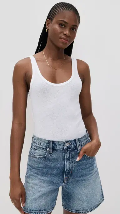 LESET Laura Scoop Neck Tank White | Thumbnail 2