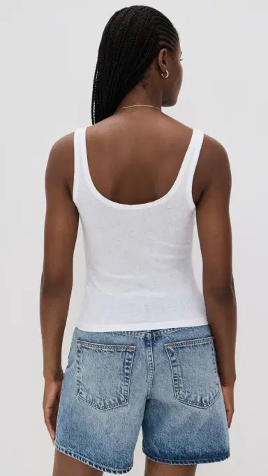 LESET Laura Scoop Neck Tank White | Thumbnail 3