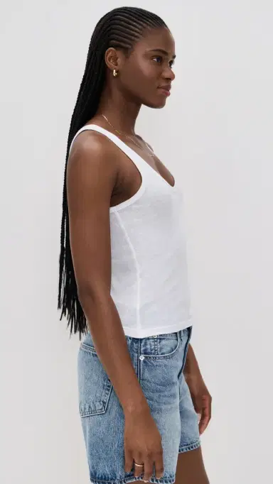 LESET Laura Scoop Neck Tank White | Thumbnail 4