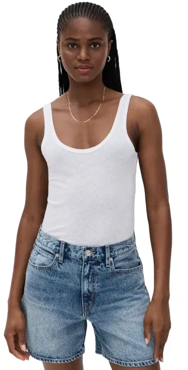 LESET Laura Scoop Neck Tank White | Thumbnail 1