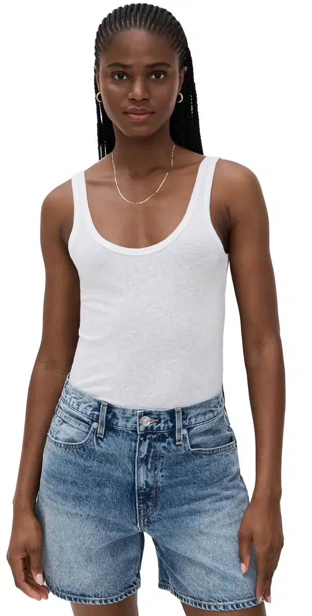 aura Scoop Neck Tank White