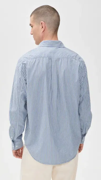 Madewell ong Sleeve Poplin Shirt Blue Stripe | Thumbnail 3 Madewell ong Sleeve Poplin Shirt Blue Stripe | Thumbnail 3