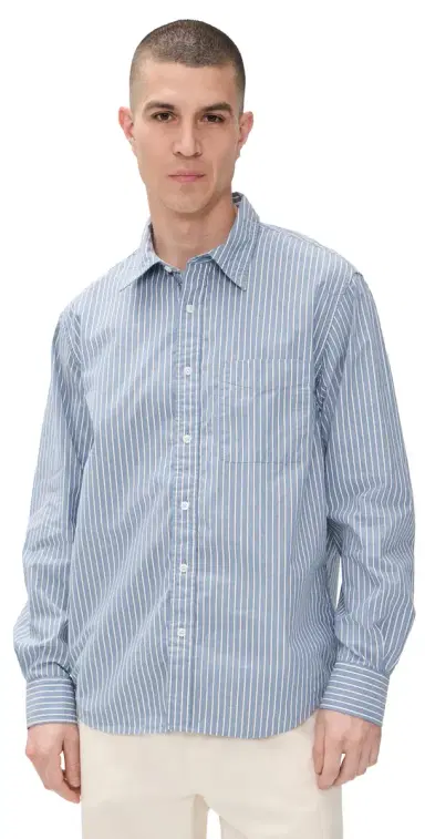 Madewell ong Sleeve Poplin Shirt Blue Stripe | Thumbnail 1 Madewell ong Sleeve Poplin Shirt Blue Stripe | Thumbnail 1