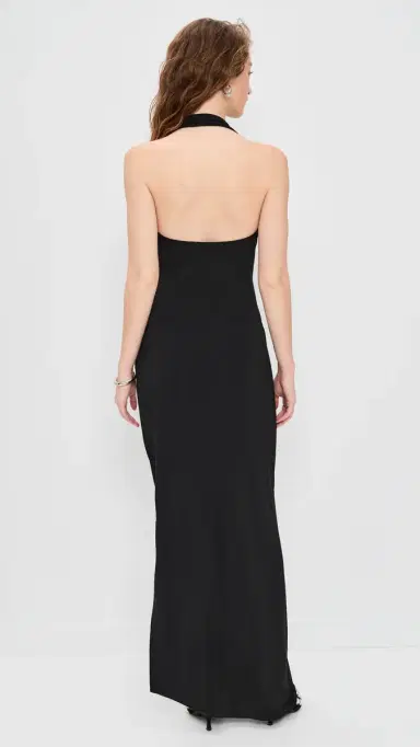 Norma Kamali Halter Sweetheart Side Drape Gown Black | Thumbnail 3 Norma Kamali Halter Sweetheart Side Drape Gown Black | Thumbnail 3